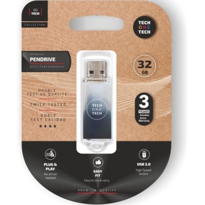 Pendrive 32GB Tech One Tech Be B&W USB 2.0/ Blanco y Negro