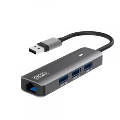 HUB USB 3.0 3GO HUB37PETH2/ 3xUSB/ 1xRJ45/ Gris