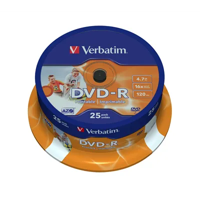 DVD-R Verbatim Imprimible 16X/ Tarrina-25uds