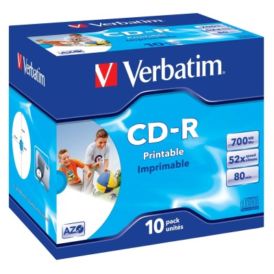 CD-R Verbatim AZO Imprimible 52X/ Caja-10uds