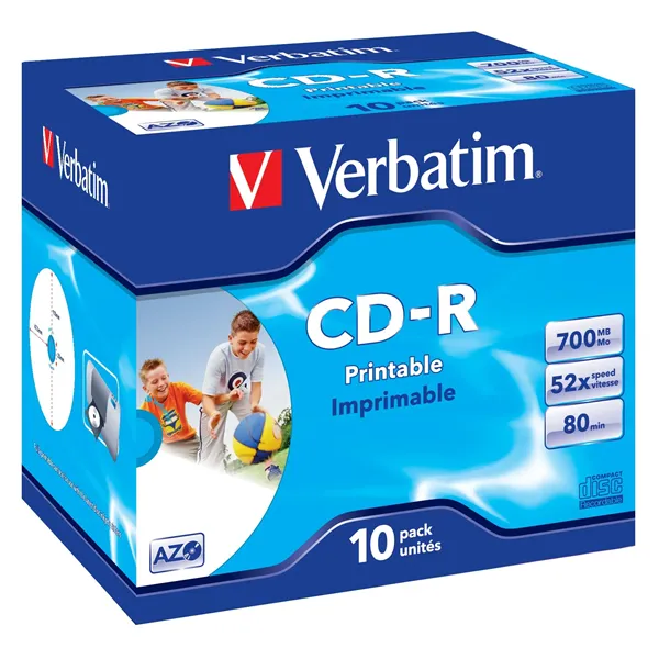 CD-R Verbatim AZO Imprimible 52X/ Caja-10uds