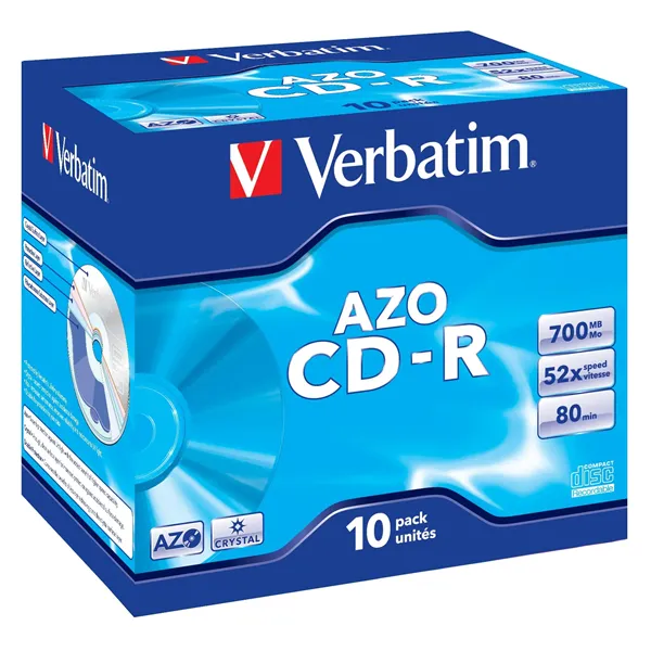 CD-R Verbatim AZO Crystal 52X/ Caja-10uds