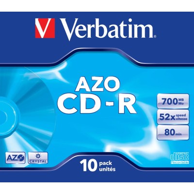 CD-R Verbatim AZO Crystal 52X/ Caja-10uds