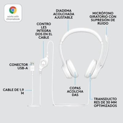 Headset Logitech H390 Microfono Con Supresion De Ruido Usb