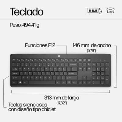 Teclado y Ratón Inalámbricos HP 230/ Negro