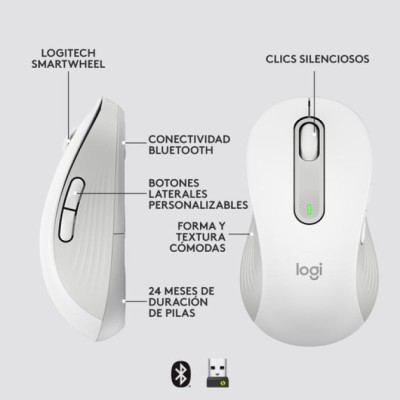 Mouse Logitech Wireless Signature M650 L Para Zurdos Color