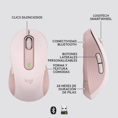 Mouse Logitech Wireless Signature M650 L Color Rosa P/n: