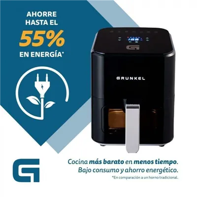 Freidora por Aire / Sin Aceite Grunkel Black Easy Fryer/ 1200W/