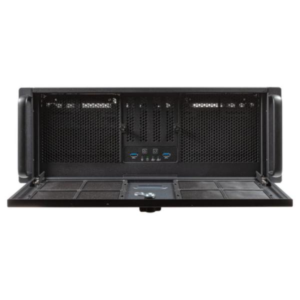 Caja Rack 19" Unykach Uk51918 4u Atx Color Plata Negro 3 Bahias 1x Usb3.0 1xusb-c F.a Atx/ Redundante Cierre Con Llave