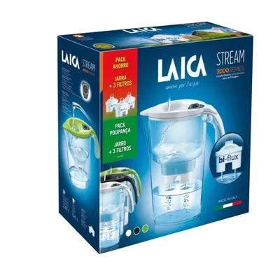 Pack Jarra Filtrante Laica Stream Line/ 2.3L/ Blanca/ Jarra + 3