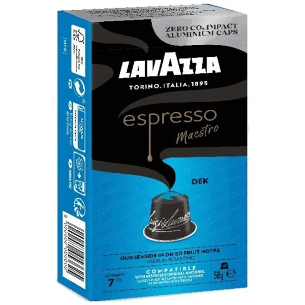 Cápsula Lavazza Espresso Maestro Dek Descafeinado para cafeteras Nespresso/ Caja de 10