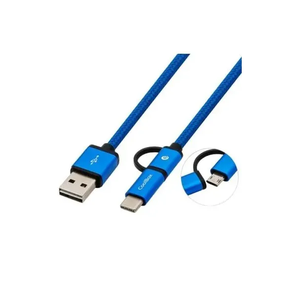 Coolbox cable multiUSB micro/c azul