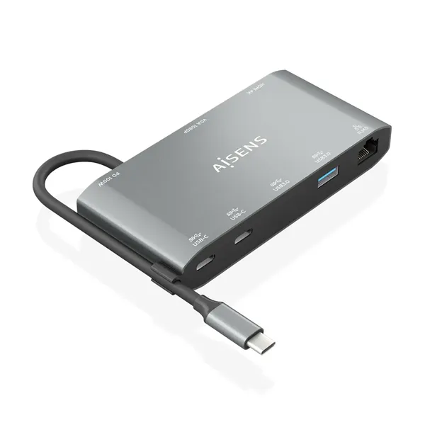 Docking USB Tipo-C Aisens ASUC-8P010-GR/ 1xHDMI/ 1xVGA/ 2xUSB/ 1xRJ45/ 2xUSB Tipo-C/ 1xUSB Tipo-C PD/ Gris