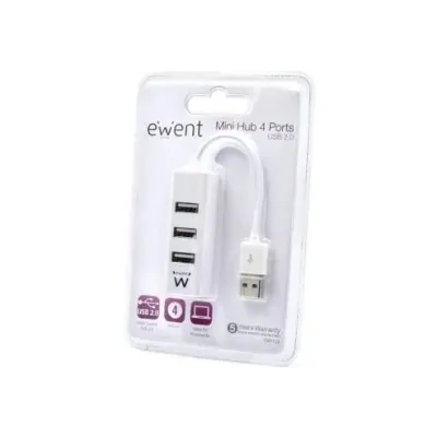 Ewent ew1122 mini-hub USB 4 puertos blanco