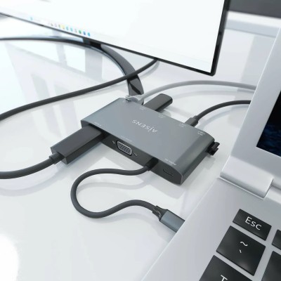 Docking USB Tipo-C Aisens ASUC-8P010-GR/ 1xHDMI/ 1xVGA/ 2xUSB/