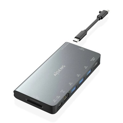 Docking USB Tipo-C Aisens ASUC-8P015-GR/ 1xHDMI/ 3xUSB/ 1xRJ45/