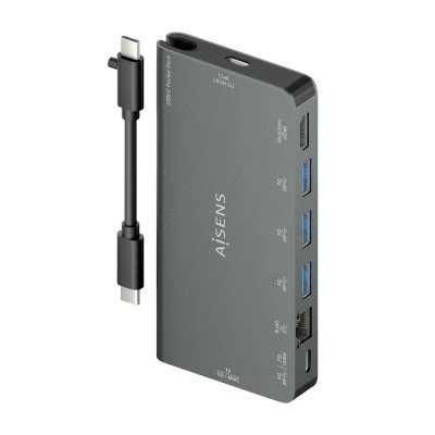 Docking USB Tipo-C Aisens ASUC-8P015-GR/ 1xHDMI/ 3xUSB/ 1xRJ45/