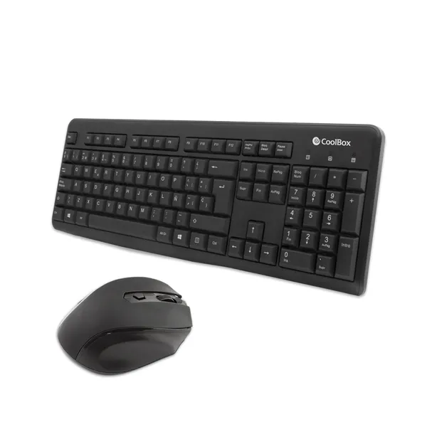 CoolBox KTR-02W KIT Teclado y Ratón inalámbrico ergonómico silent, negro