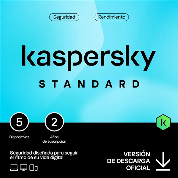 Kaspersky Standard Antivirus 2024 | 5 Dispositivos | 2 años | Descarga/email