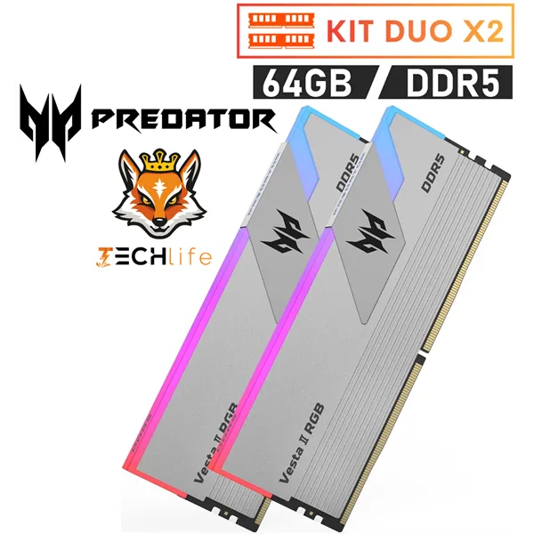 Acer Predator Vesta II RGB Silver KIT 64GB DDR5 6000MHz CL30 1.35v ( 2x32GB)