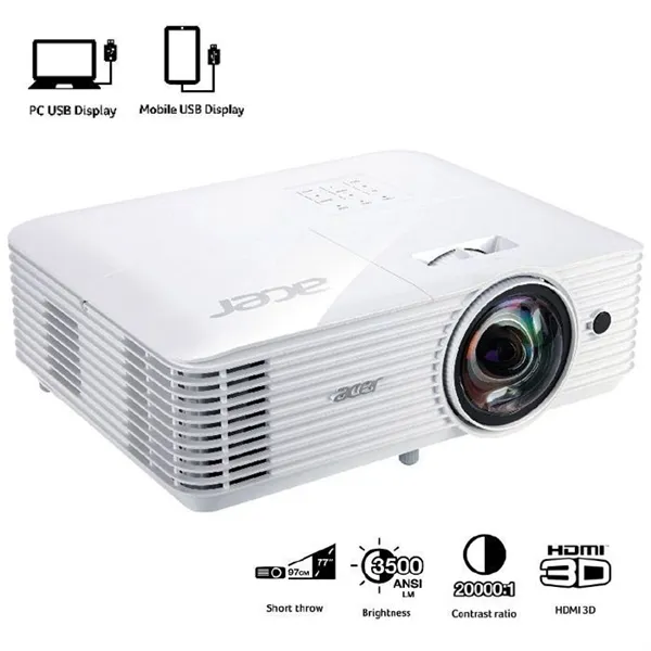 Acer Proyector S1286Hn XGA 4:3 - 3.500 lúmens XGA (1024x768) RJ45/2 USB/VGA/RCA/HDMI/PC-audio in/out/VGA