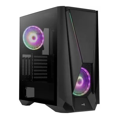 Caja E-atx Torre Gaming Aerocool Visor Black Frontal Con Lineas