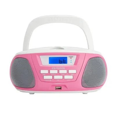 Radio Cd Bluetooth Portable Aiwa Boombox Bbtu-300 Pink 5w Rms