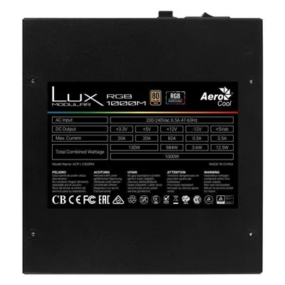 Fuente de Alimentación Aerocool LUX RGB 1000M/ 1000W/