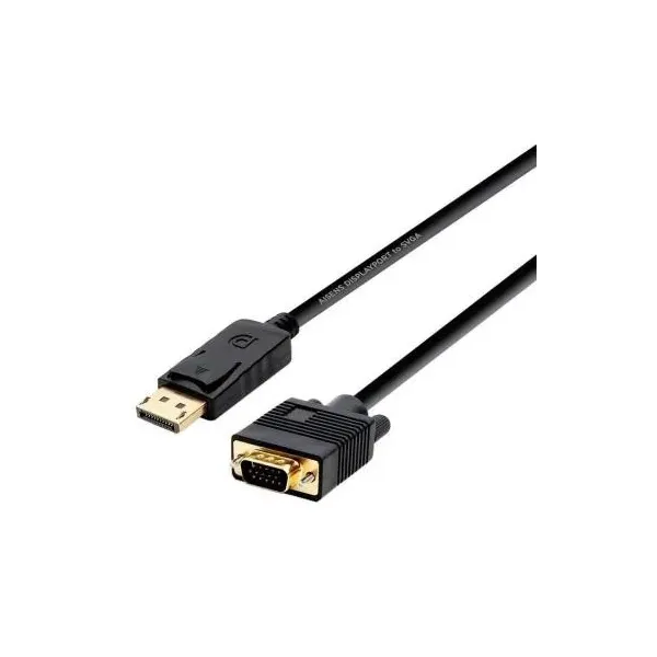Cable Conversor Aisens A125-0365/ DisplayPort Macho - VGA Macho/ 2m/ Negro