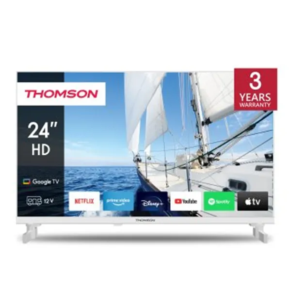 Televisor 24" Thomson 24hg2s14cw Blanco Hd 1366x768 12v/24v Google Tv 11 3xhdmi 2xusb Bt Wifi Vesa 100x100 Color Blanco