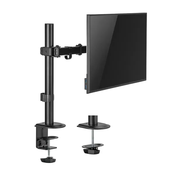 AISENS Soporte de Mesa ECO Giratorio e Inclinable para Monitor/TV 9Kg (3 Pivotes, 1 Brazo) de 17-32, Negro