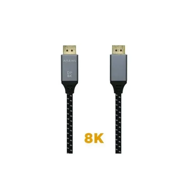 Cable Displayport 1.4 8K Aisens A149-0434/ Displayport Macho - Displayport Macho/ 50cm/ Negro Gris