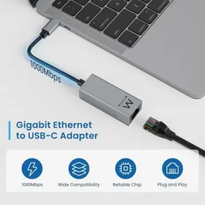 Ewent EW9818 Adaptador de RED Gigabit RJ45 a USB-C 1000Mbps