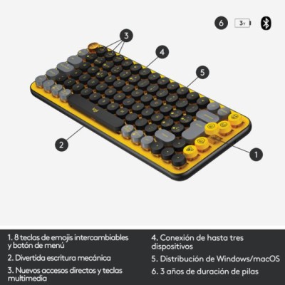 Teclado Mecanico Logitech Pop Keys Wireless Con Emojis Color