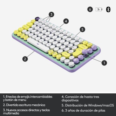 Teclado Mecanico Logitech Pop Keys Wireless Con Emojis Color