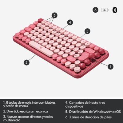 Teclado Mecanico Logitech Pop Keys Wireless Con Emojis Color