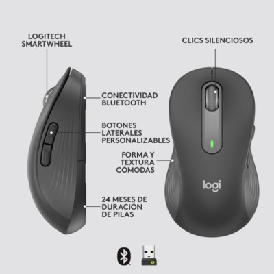 Mouse Logitech Wireless Signature M650 Color Grafito Left P/n: