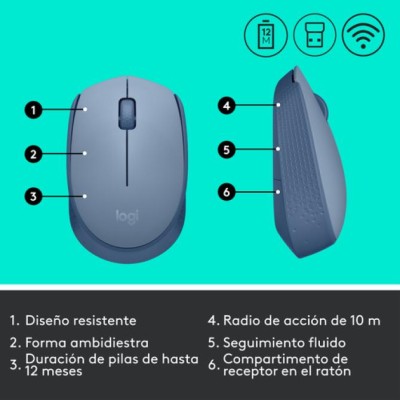 Mouse Logitech Wireless M171 Gris Azulado P/n: 910-006866