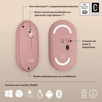 Mouse Logitech Wireless Y Bluetooth Pebble 2 M350s 4000 Dpi