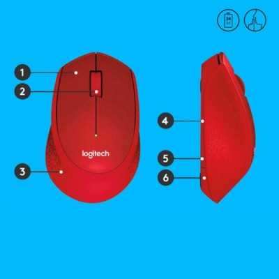 Mouse Logitech Wireless M330 Silent (noise Reduction) Color Red