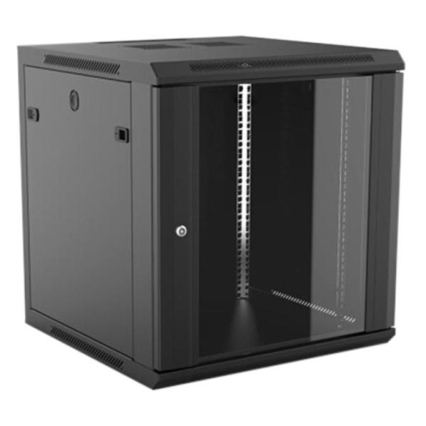 Armario Mural 19" Aiten Data 12u Ai6412s 600 X 450 X 635 2l Color Negro Puerta De Cristal Templado