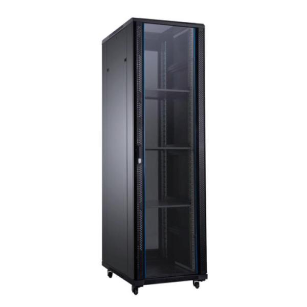 Armario De Suelo 19" Aiten Data 37u Ai6637 600 X 600 X 1780 2cl 4r Mo Color Negro Puerta De Cristal