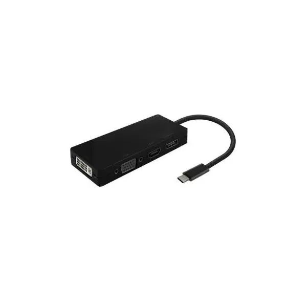 Conversor USB Tipo-C Aisens A109-0679/ HDMI Hembra - VGA Hembra - DVI Hembra - DisplayPort Hembra/ 15cm/ Negro