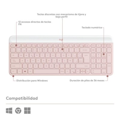 Teclado Logitech Mk470 Slim Combo Rosa P/n: 920-011317