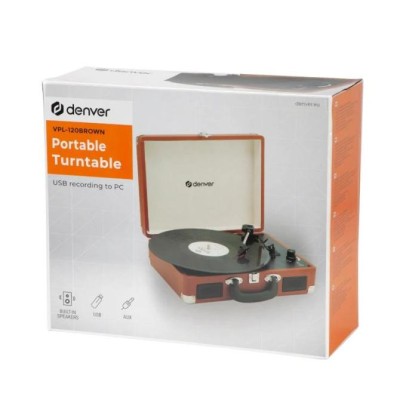 Denver vpl-120 tocadiscos usb marron