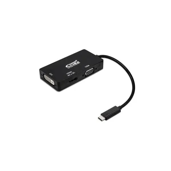 Conversor Nanocable 10.16.4301-BK/ USB Tipo-C Macho - VGA Hembra/ DVI Hembra/ HDMI Hembra/ 10cm/ Negro