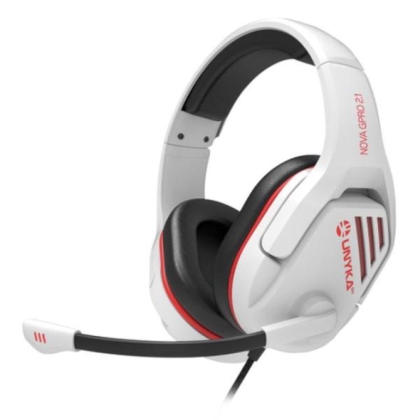 Headset Gaming Unyka Nova Gpro 2.1 White Microfono Abatible Jack 3.5mm Mando De Control De Volumen Y Micro