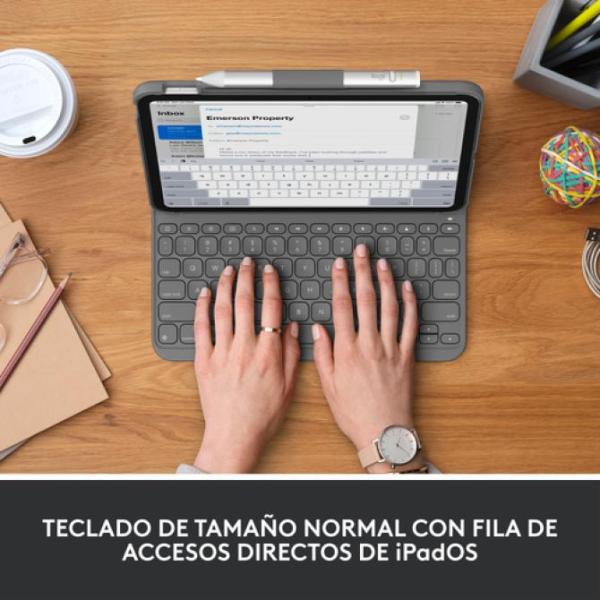 Teclado Bluetooth Funda Logitech Slim Folio Para Ipad ( 10 Generacion) Color: Gris P/n:920-0011426