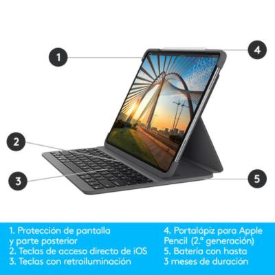 Teclado Bluetooth Funda Logitech Slim Folio Pro 12.9pulgadas (3