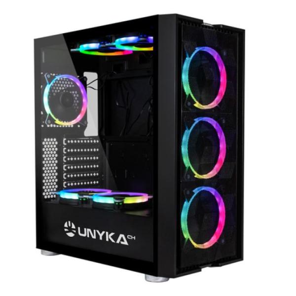 Caja Atx Semitorre Unykach Exagon Evo Argb Gaming Usb 3.1 Frontal Mallado Con 3 Ventiladores Arg Sin Fuente De Alimentacion